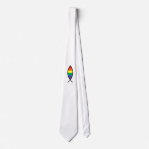 Christliches Fisch-Symbol in der Regenbogen-Grafik Krawatte