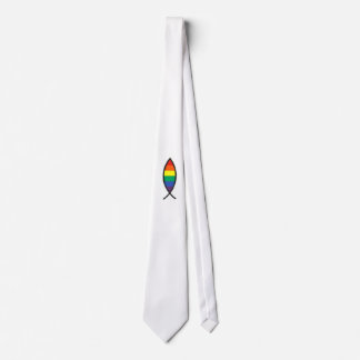 Christliches Fisch-Symbol in der Regenbogen-Grafik Krawatte
