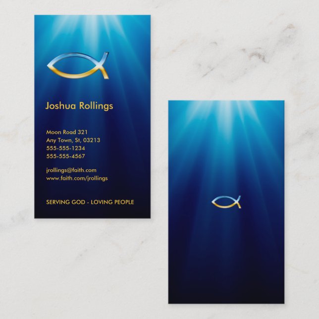 Christliches Fisch-Symbol | Inspirational Visitenkarte (Vorne/Hinten)
