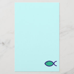 Christliches Fisch-Symbol - LOUD! - Aqua und Blau Briefpapier