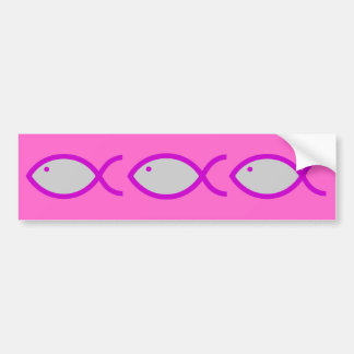 Christliches Fisch-Symbol - LOUD! Grau und Rosa Autoaufkleber