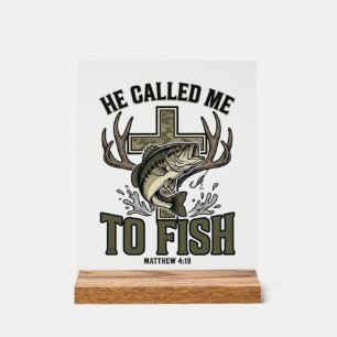 Christliches Fischdesign Er rief mich zum Fischen Acrylschild