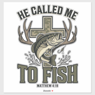 Christliches Fischdesign Er rief mich zum Fischen Aufkleber