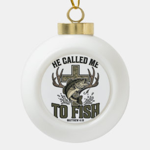 Christliches Fischdesign Er rief mich zum Fischen Keramik Kugel-Ornament