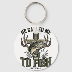 Christliches Fischdesign Er rief mich zum Fischen Schlüsselanhänger