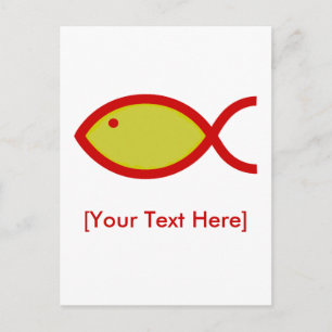 Christliches Fischsymbol - Gold mit Rot Postkarte