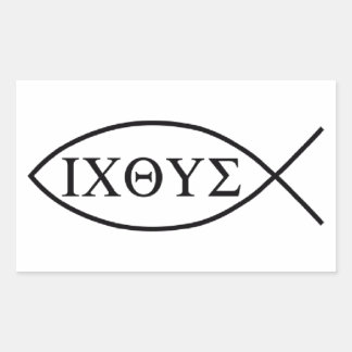 Christliches Fischsymbol ICHTHYS oder ICHTHUS Rechteckiger Aufkleber