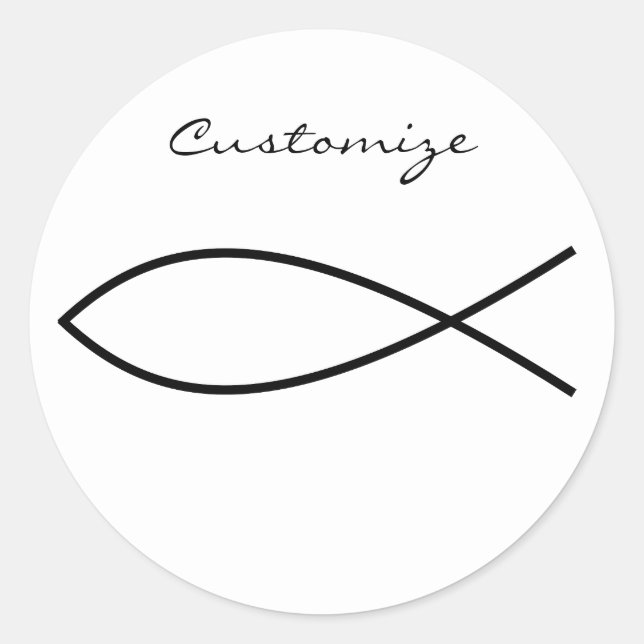 Christliches Fischsymbol Ichthys Thunder_Cove Runder Aufkleber (Vorderseite)