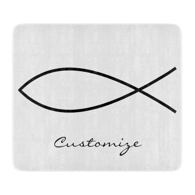 Christliches Fischsymbol Ichthys Thunder_Cove Schneidebrett (Vorderseite)