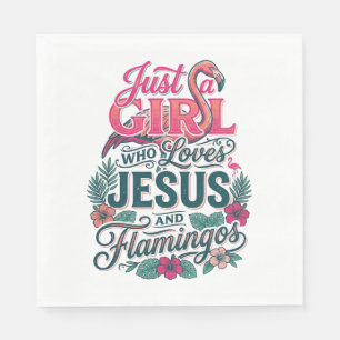 Christliches Flamingo Mädchen Vintage Serviette