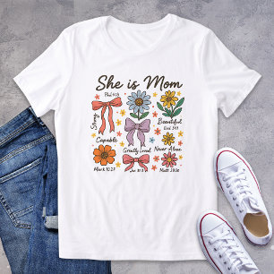 Christliches Florales Sie ist Mama Coquette Schlei Tri-Blend Shirt