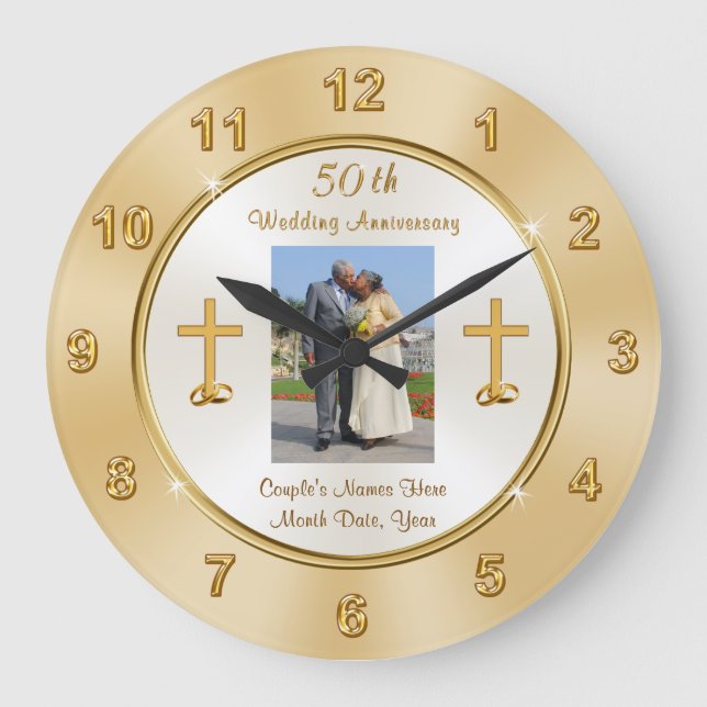 Christliches Foto 50. Hochzeitsszenario Große Wanduhr (Vorderseite)