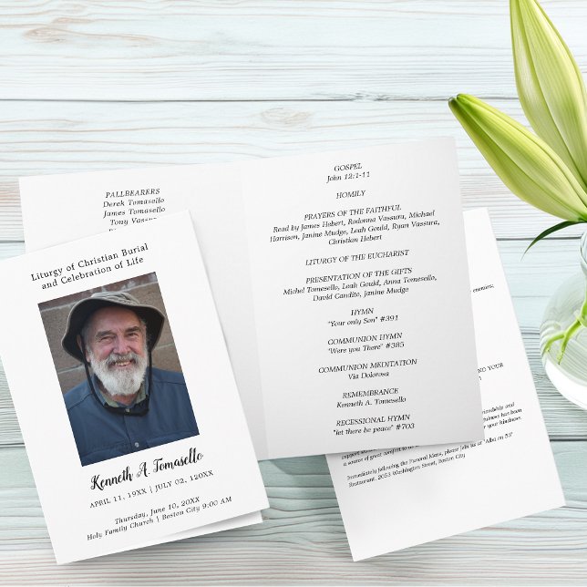 Christliches Foto zur Beerdigung der Dienstzeit Programm (Christian Order Of Service Funeral Photo Folded Program)