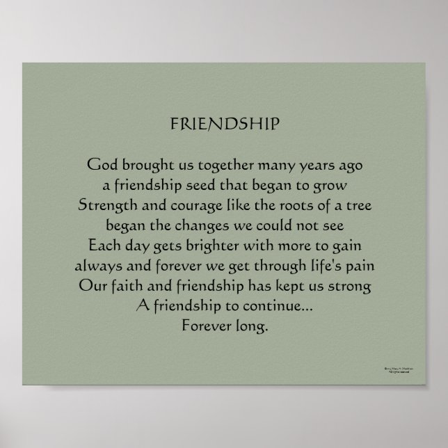 Christliches Freundschaftsgedicht Poster (Vorne)