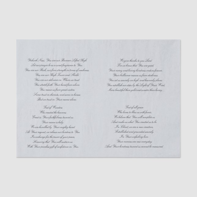 Christliches Gebet Decoupage Seidenpapier (Vorderseite)