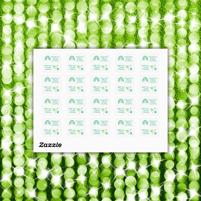 Christliches Gebet für Kinder Grün | Quadratischer Aufkleber (Von Creator hochgeladen)