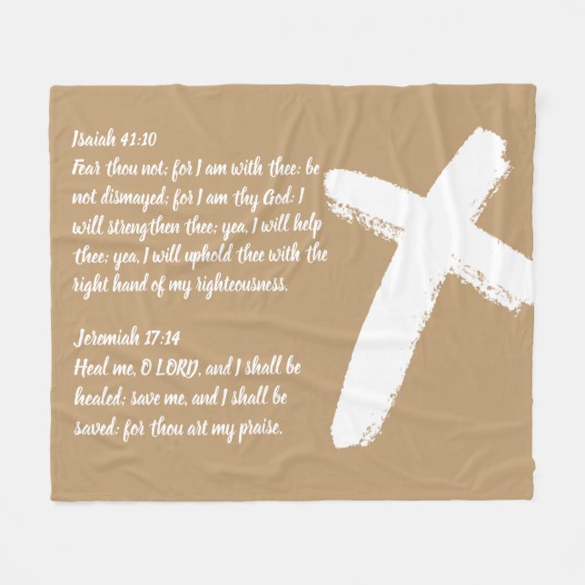 Christliches Gebet mit weißem Kreuz Fleecedecke (Vorderseite (Horizontal))