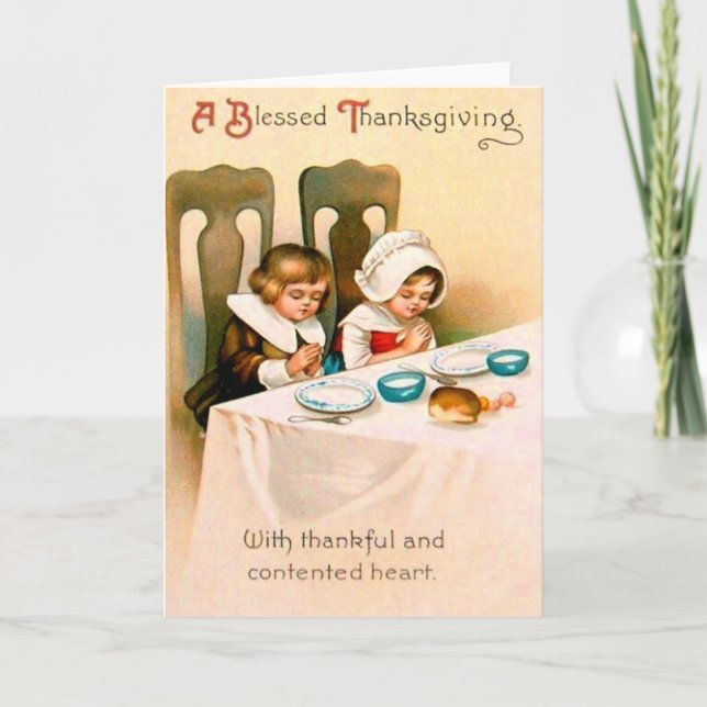 Christliches Gebet Puritaner Erntedank Abendessen Feiertagskarte (Vorderseite)