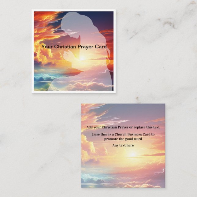 Christliches Gebet Sunset Sky Heavens Quadratische Visitenkarte (Vorne/Hinten)