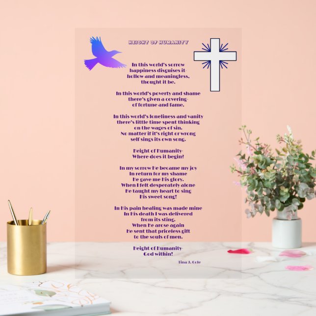 Christliches Gedicht, Größe der Menschheit Acrylschild (Hochzeit)
