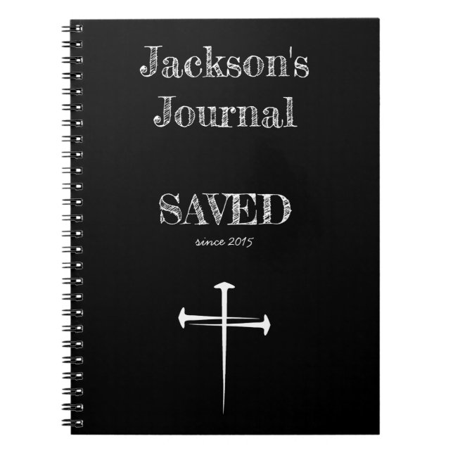 Christliches GERETTET Journal mit 3 Nagelkreuz Notizblock (Vorderseite)