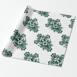 Christliches Geschenkpapier mit aufblühendem Kreuz