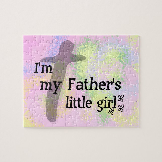 Christliches Girl-Puzzle mit rosa und gelben Herze (Horizontal)