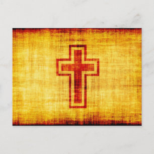 Christliches Glaubenskreuz auf Pergamentpapier Postkarte