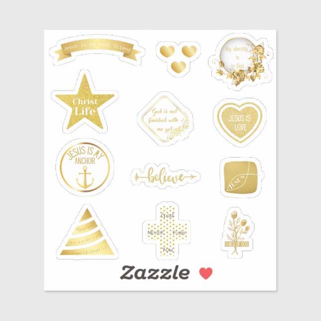 Christliches Gold Jesus Aufkleber (Blatt)