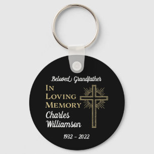 Christliches goldenes Kreuz Gedenk-Andenken Schlüsselanhänger