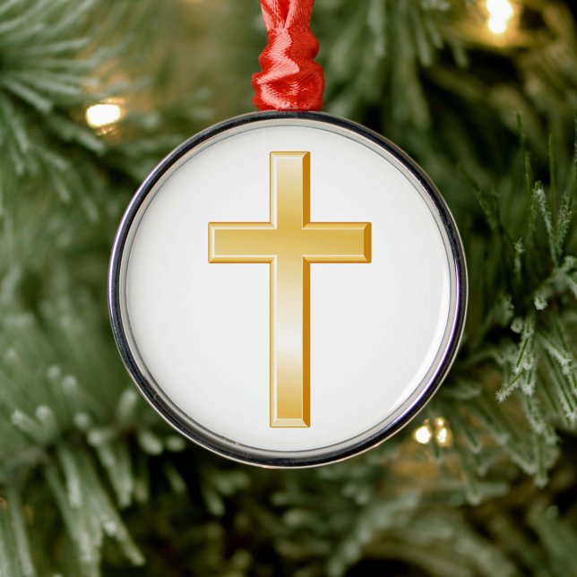 Christliches Goldkreuz Ornament Aus Metall (This symbol also serves as a reminder of Christian religious beliefs and spiritual devotion. )
