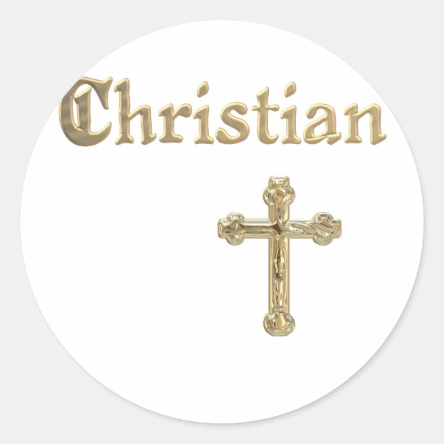 Christliches Goldkreuz Runder Aufkleber (Vorderseite)