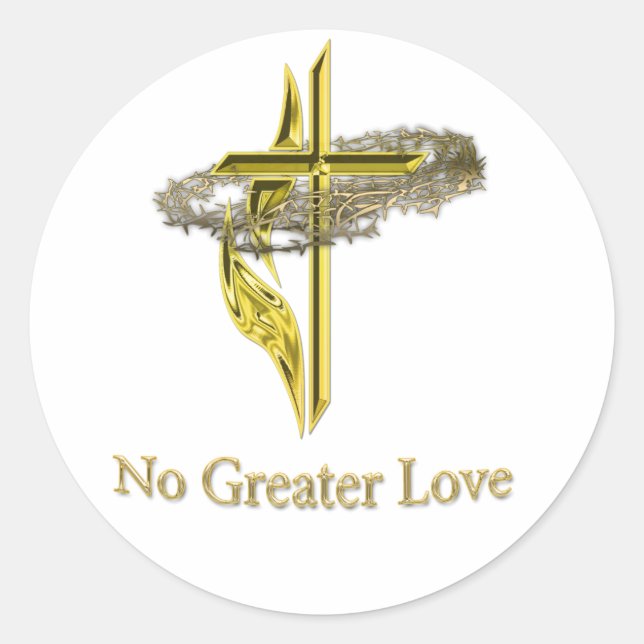 christliches Goldkreuz Runder Aufkleber (Vorderseite)