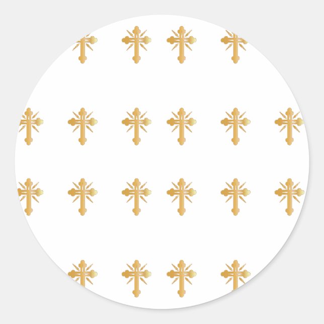 Christliches Goldkreuz Runder Aufkleber (Vorderseite)