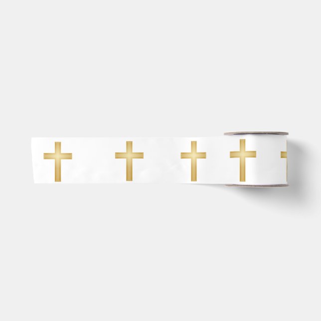 Christliches Goldkreuz Satinband (Vorderseite)
