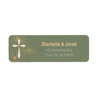 Christliches Green Gold Floral Return-Address-Labe