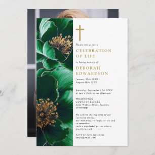 Christliches grünes Foto Einladung