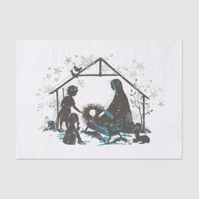 Christliches Heiliges Baby Jesus Weihnachtskrippe  Seidenpapier (Vorderseite)