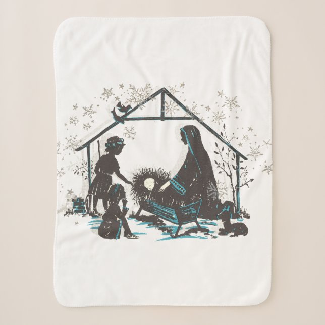 Christliches Heiliges Baby Jesus Weihnachtskrippe  Sherpadecke (Vorderseite)