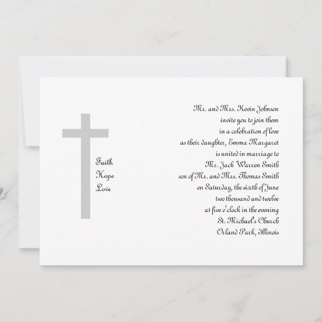 Christliches Hochzeitsglaubigkeit Liebe Kreuz 2 Einladung (Vorderseite)