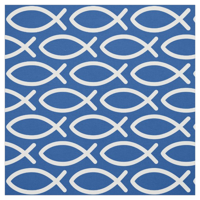 Christliches Jesus Fish Muster Blau  Stoff (Muster)