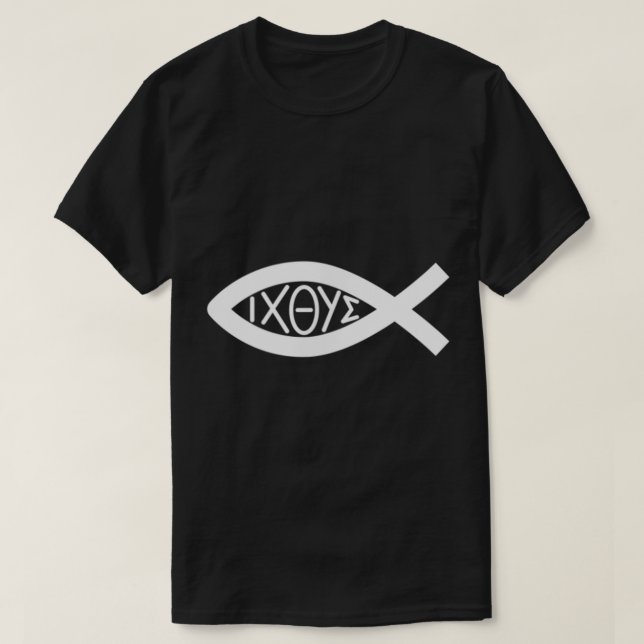 Christliches Jesus IXOYE Ichthys Ichthus Fish Symb T-Shirt (Design vorne)
