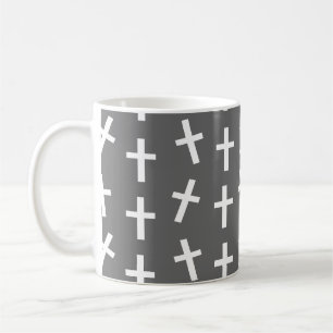 Christliches Jesus-Kreuz-Graumuster Kaffeetasse