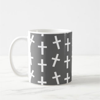 Christliches Jesus-Kreuz-Graumuster Kaffeetasse