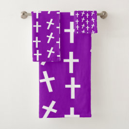 Christliches Jesus-Kreuz-lila Muster Badhandtuch Set