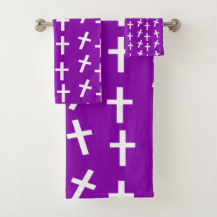 Christliches Jesus-Kreuz-lila Muster Badhandtuch Set