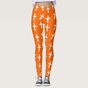 Christliches Jesus-Kreuz-Orangenmuster Leggings