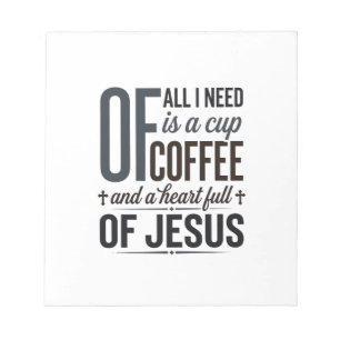 Christliches Kaffee-Jesus-Zitat Vintage-Shirt-Desi Notizblock