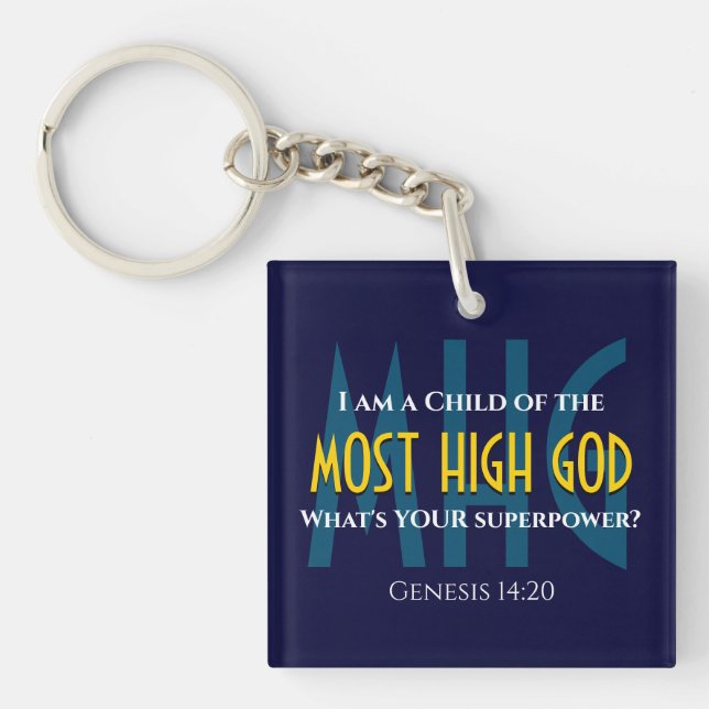 Christliches KIND DER HÖCHSTEN GOTT SuperkraftBLUE Schlüsselanhänger (Vorderseite)