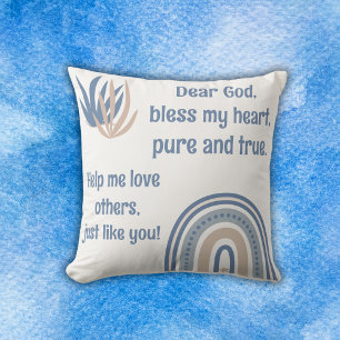 Christliches Kindergebet Blau & Weiß Kissen